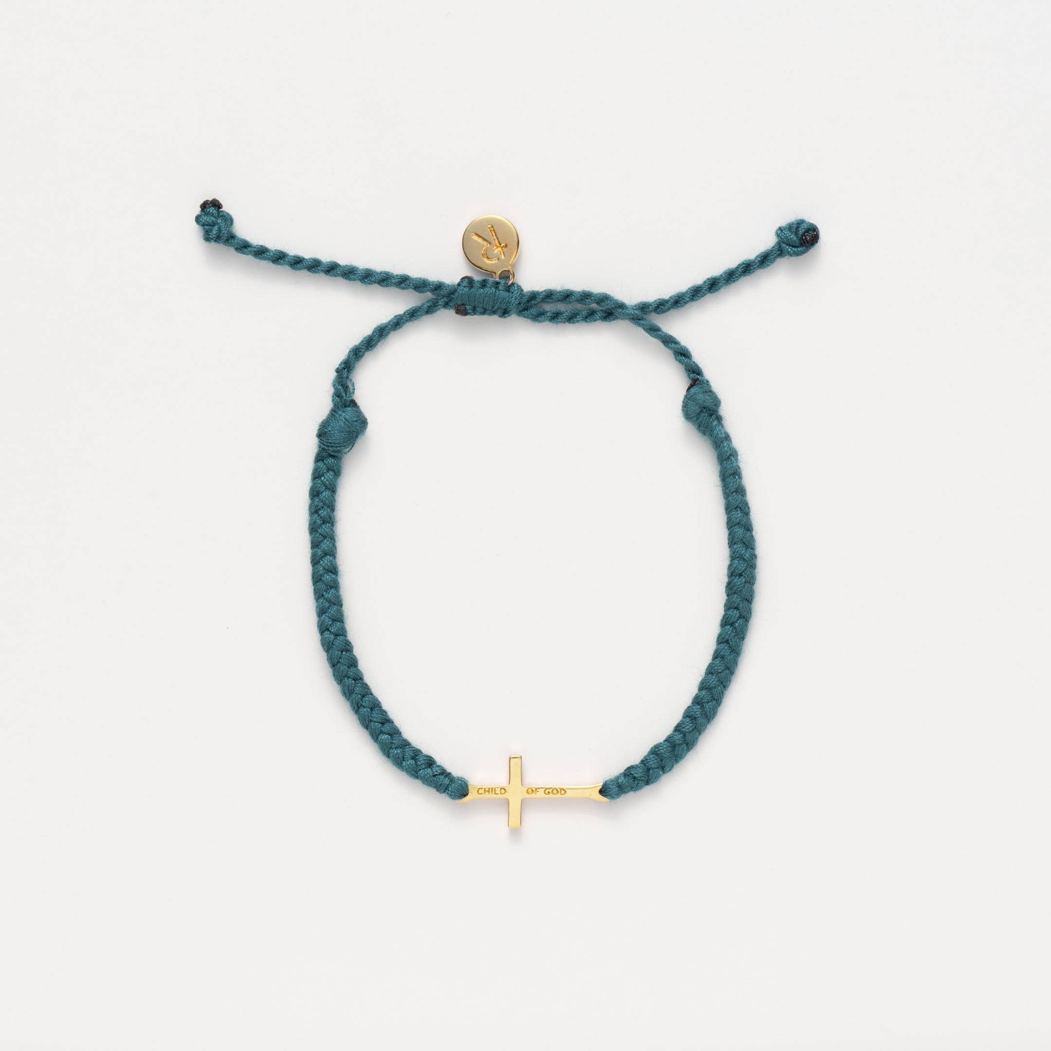 Child of God Azure Blue Cross Braided Bracelet