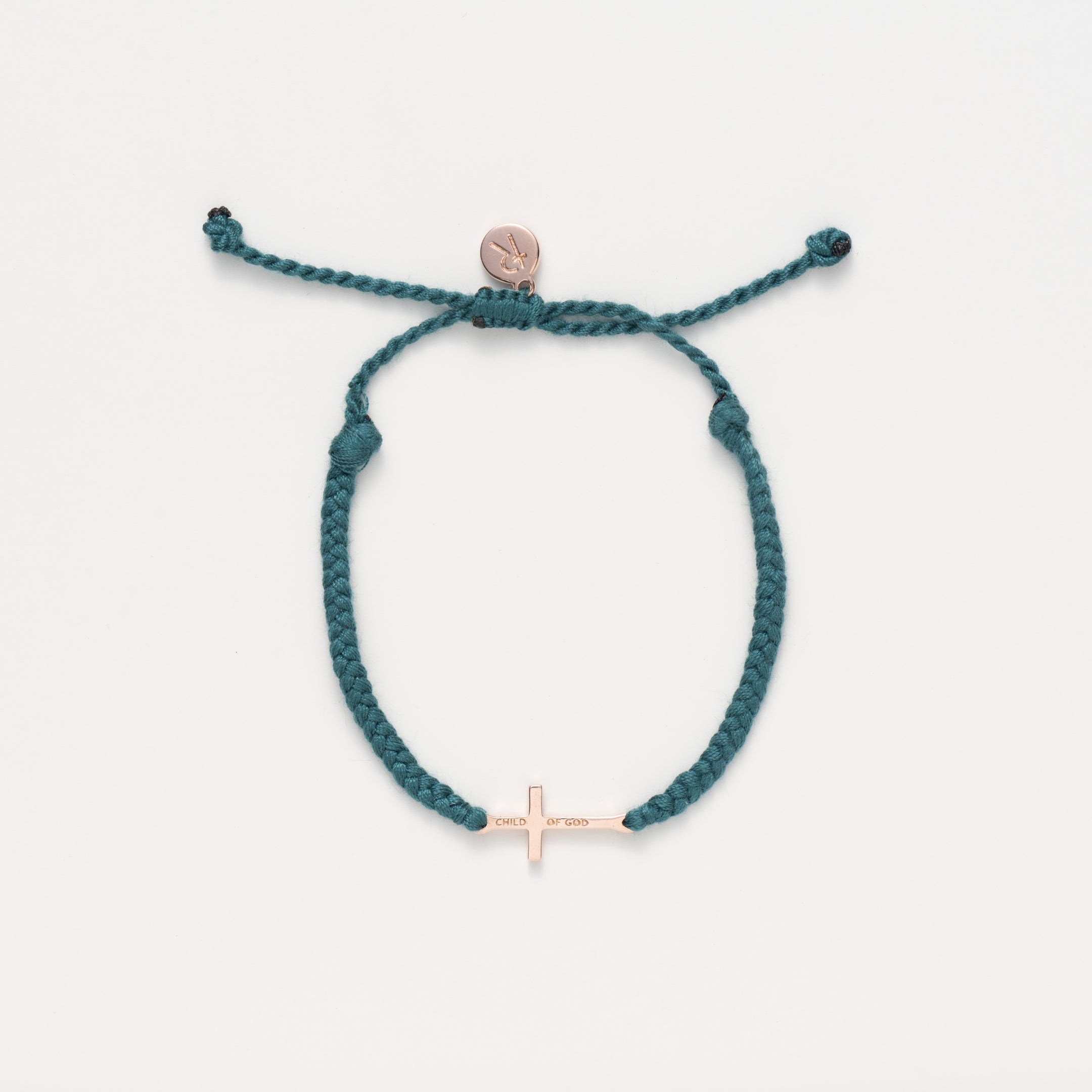 Child of God Azure Blue Cross Braided Bracelet