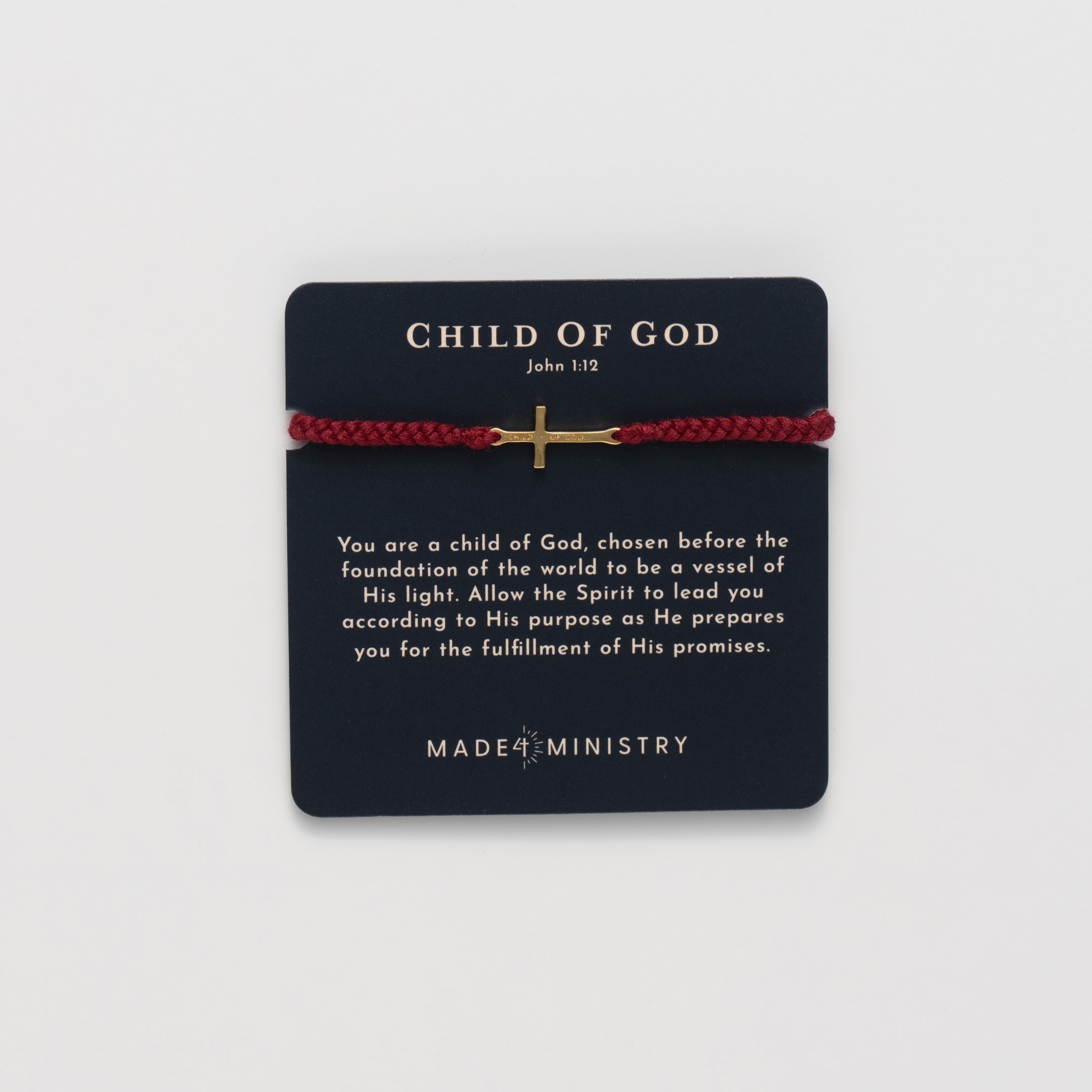 Child of God Garnet Red Cross Braided Bracelet