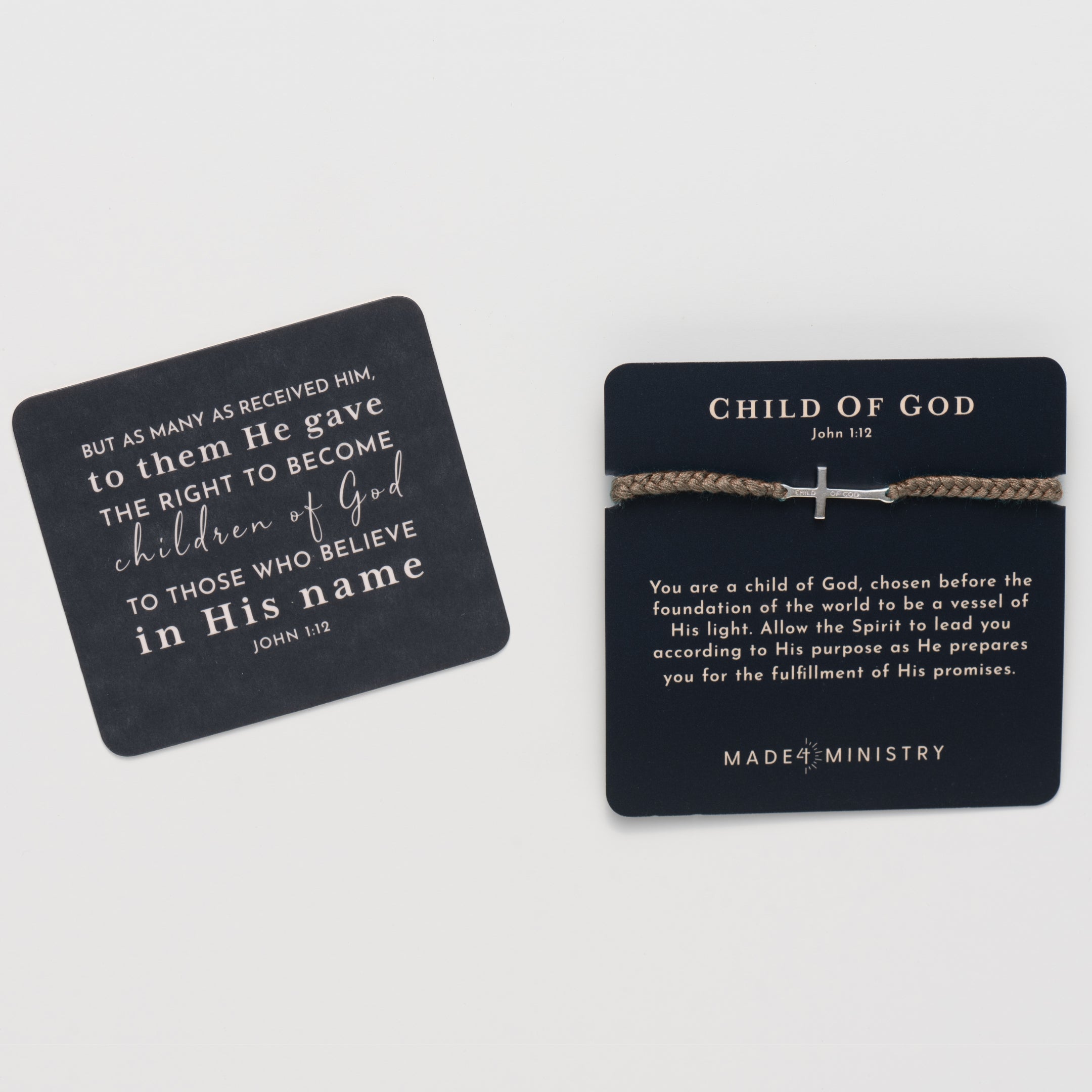 Child of God Khaki Cross Braided Bracelet