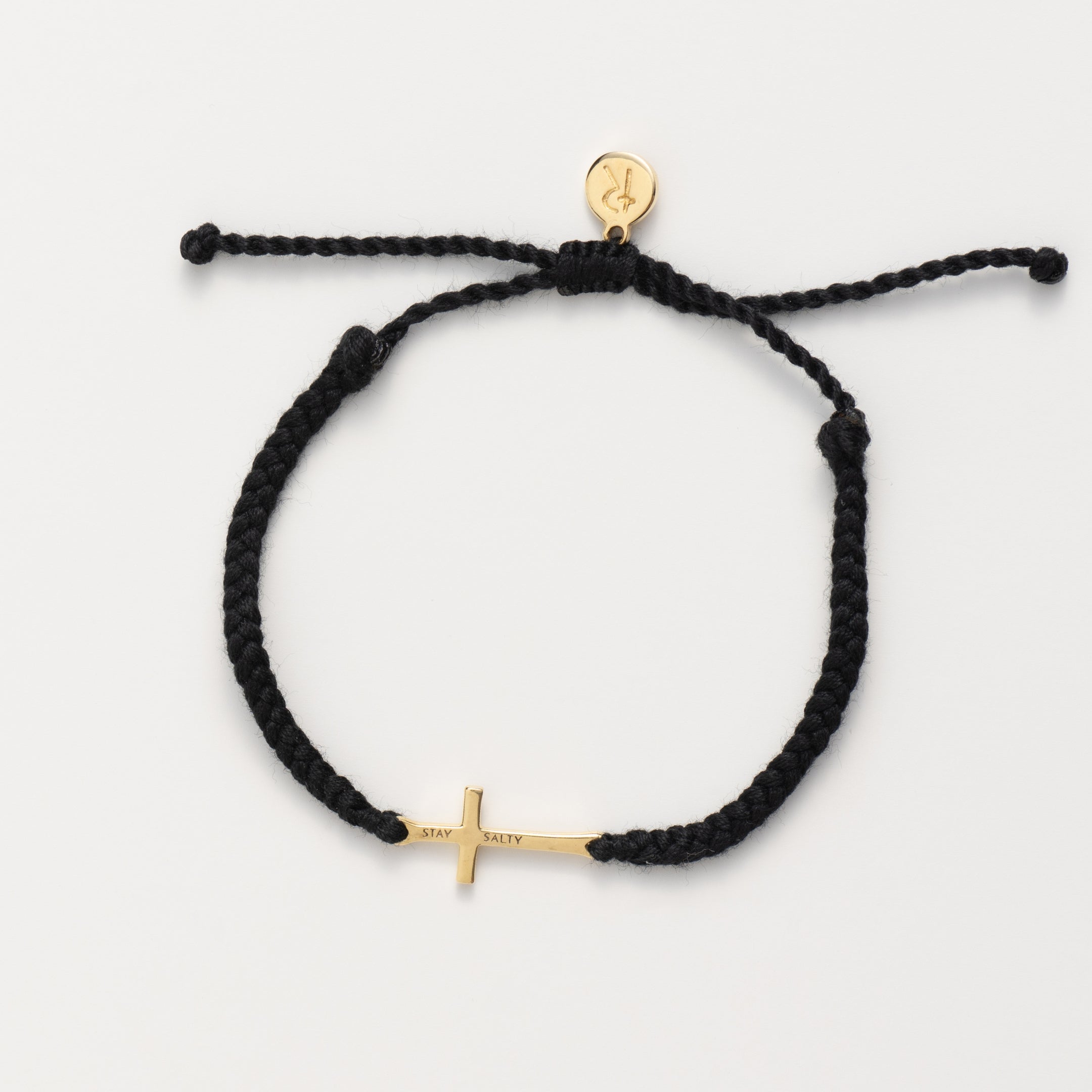 Stay Salty Cross Braided Black Cord Bracelet