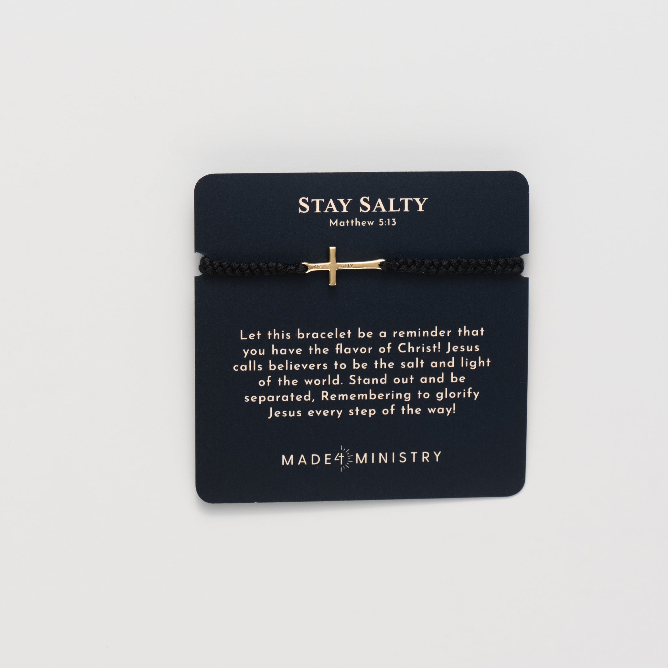 Stay Salty Cross Braided Black Cord Bracelet | Rizen Jewelry