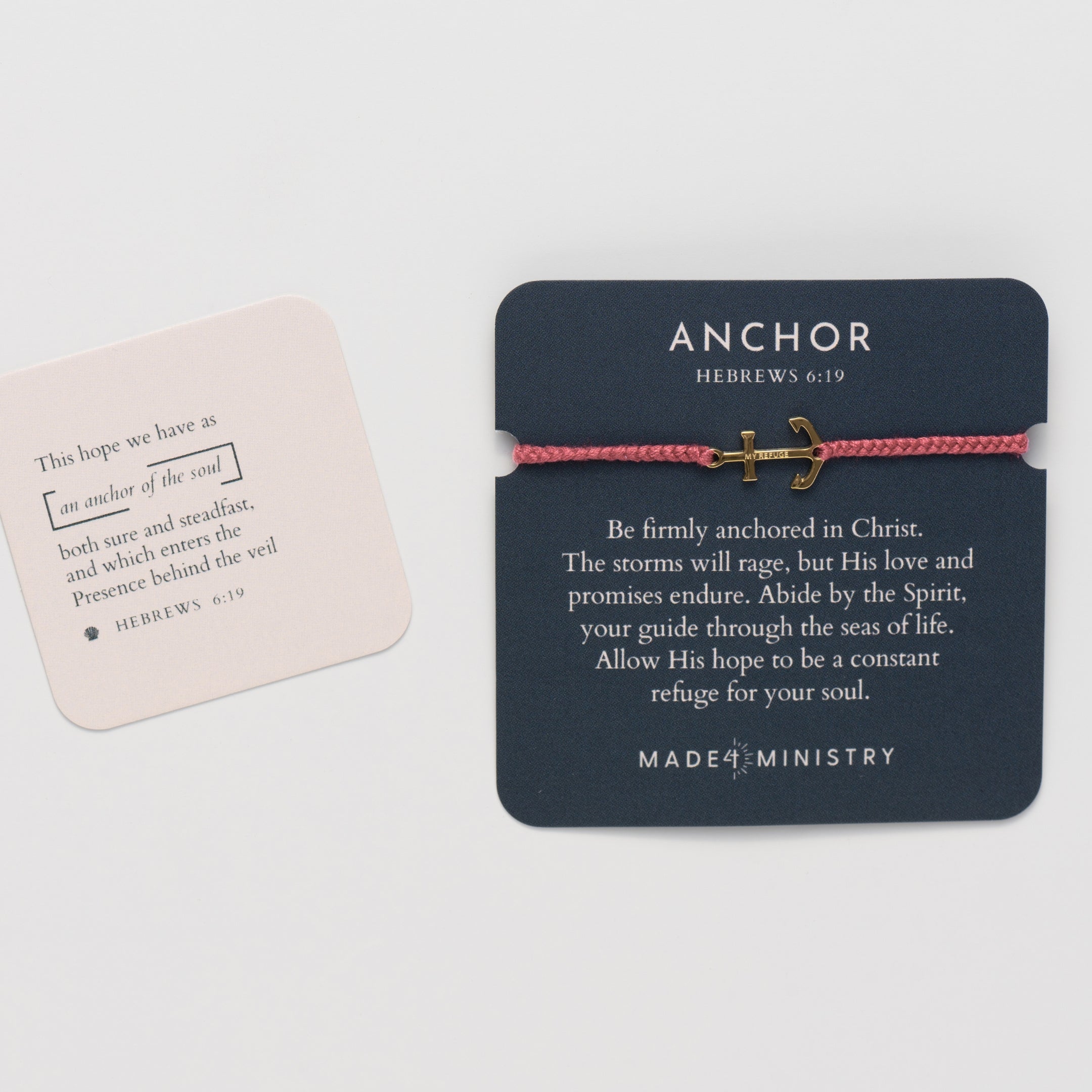 Anchor Dusty Rose Braided Cord Bracelet
