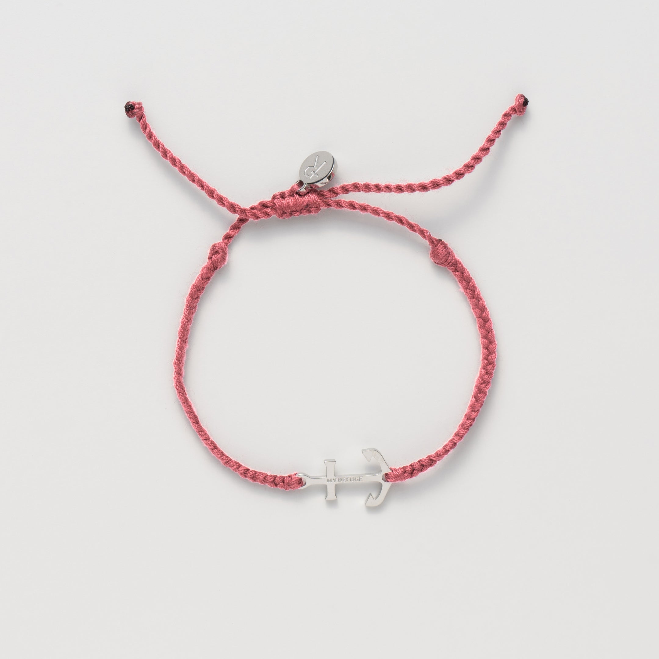 Anchor Dusty Rose Braided Cord Bracelet