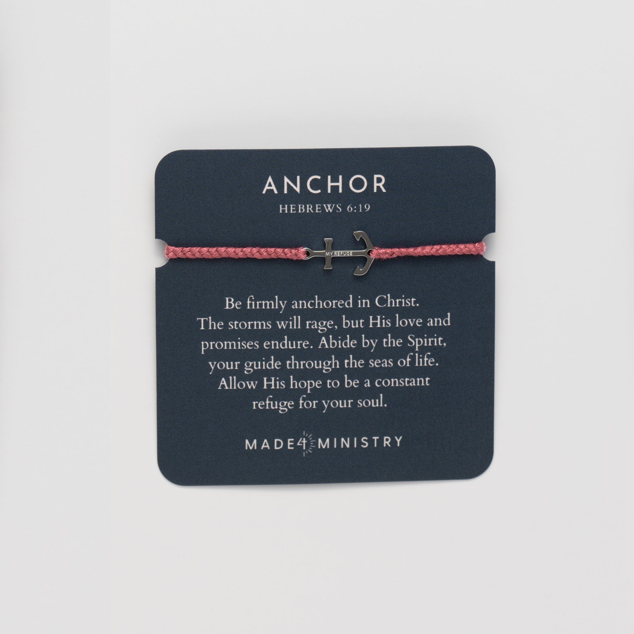 Anchor Dusty Rose Braided Cord Bracelet
