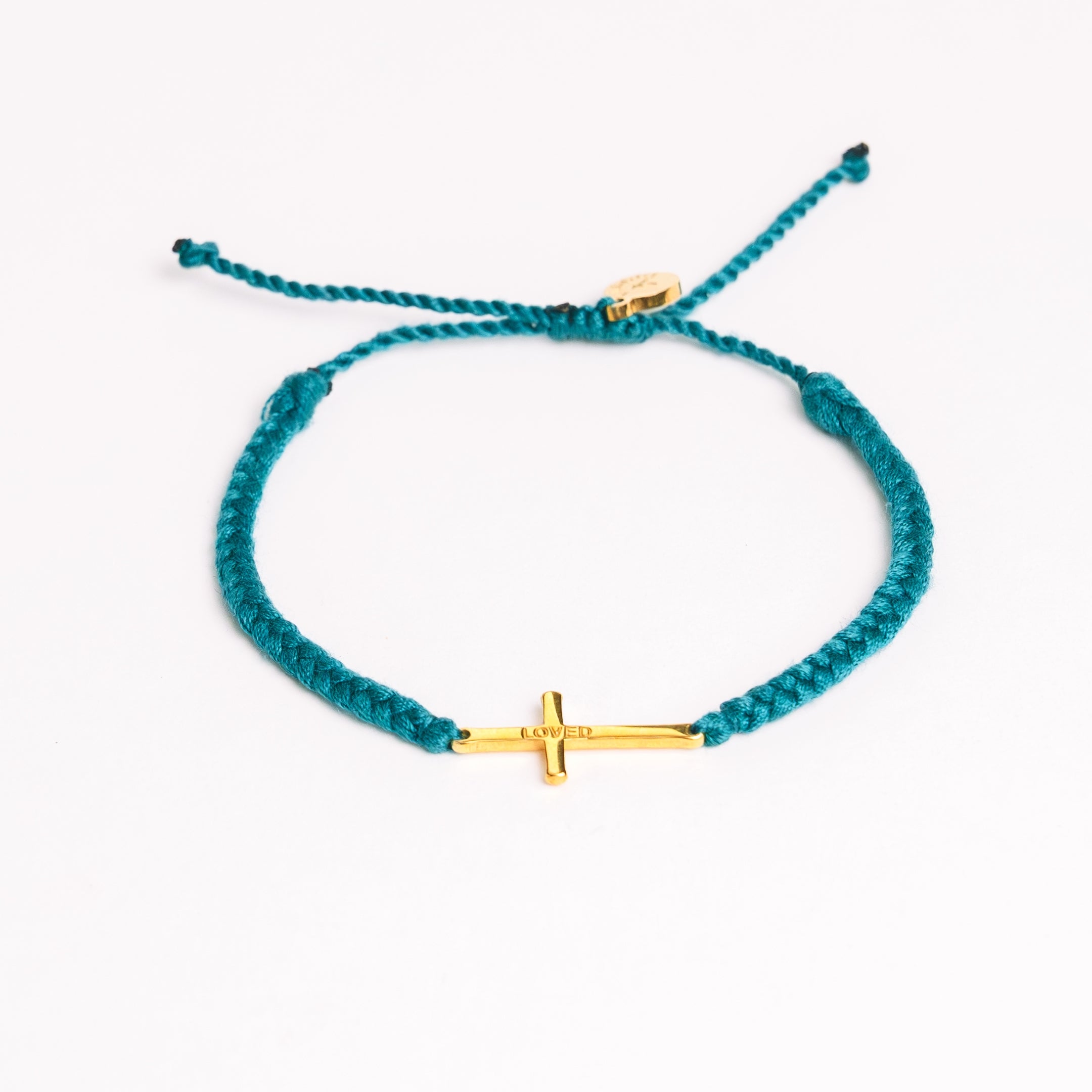Loved Azure Blue Cross Braided Bracelet