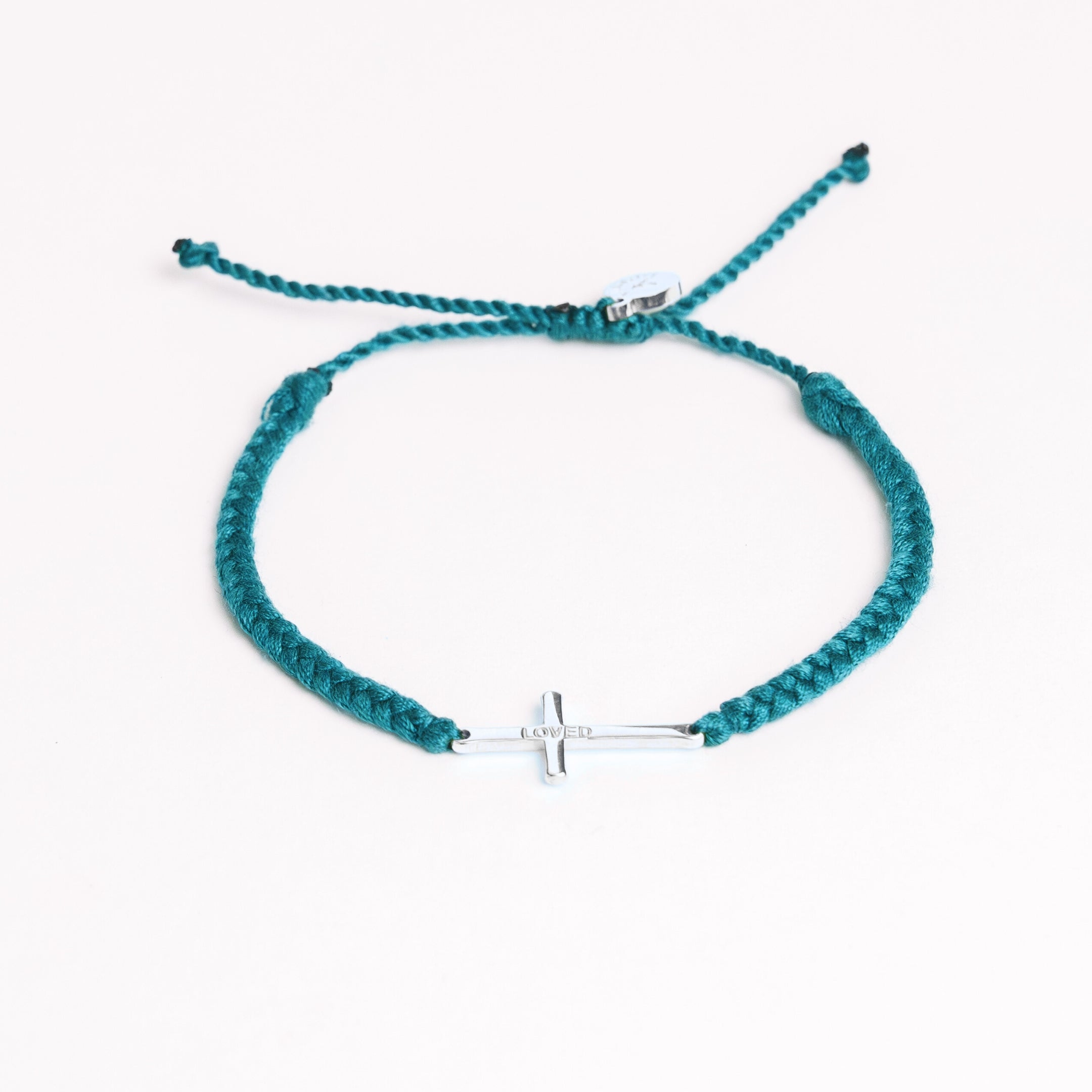 Loved Azure Blue Cross Braided Bracelet