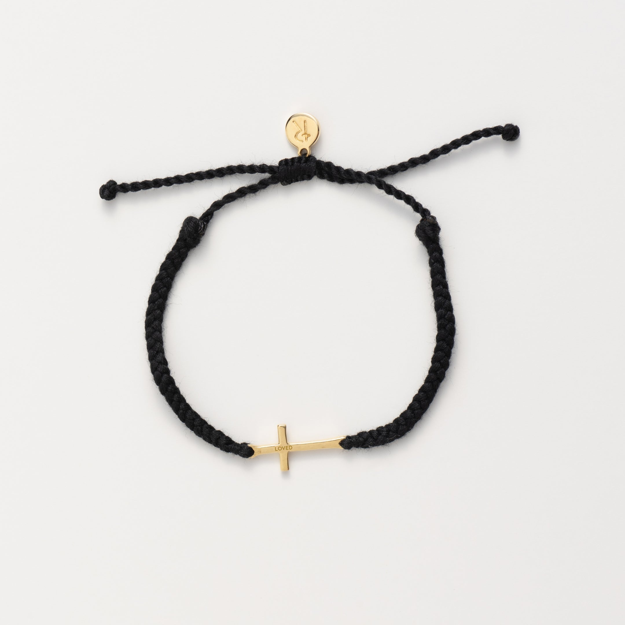 Loved Black Cross Braided Bracelet