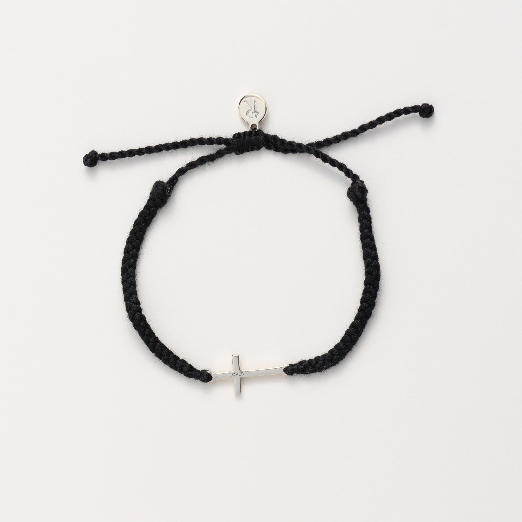 Loved Black Cross Braided Bracelet