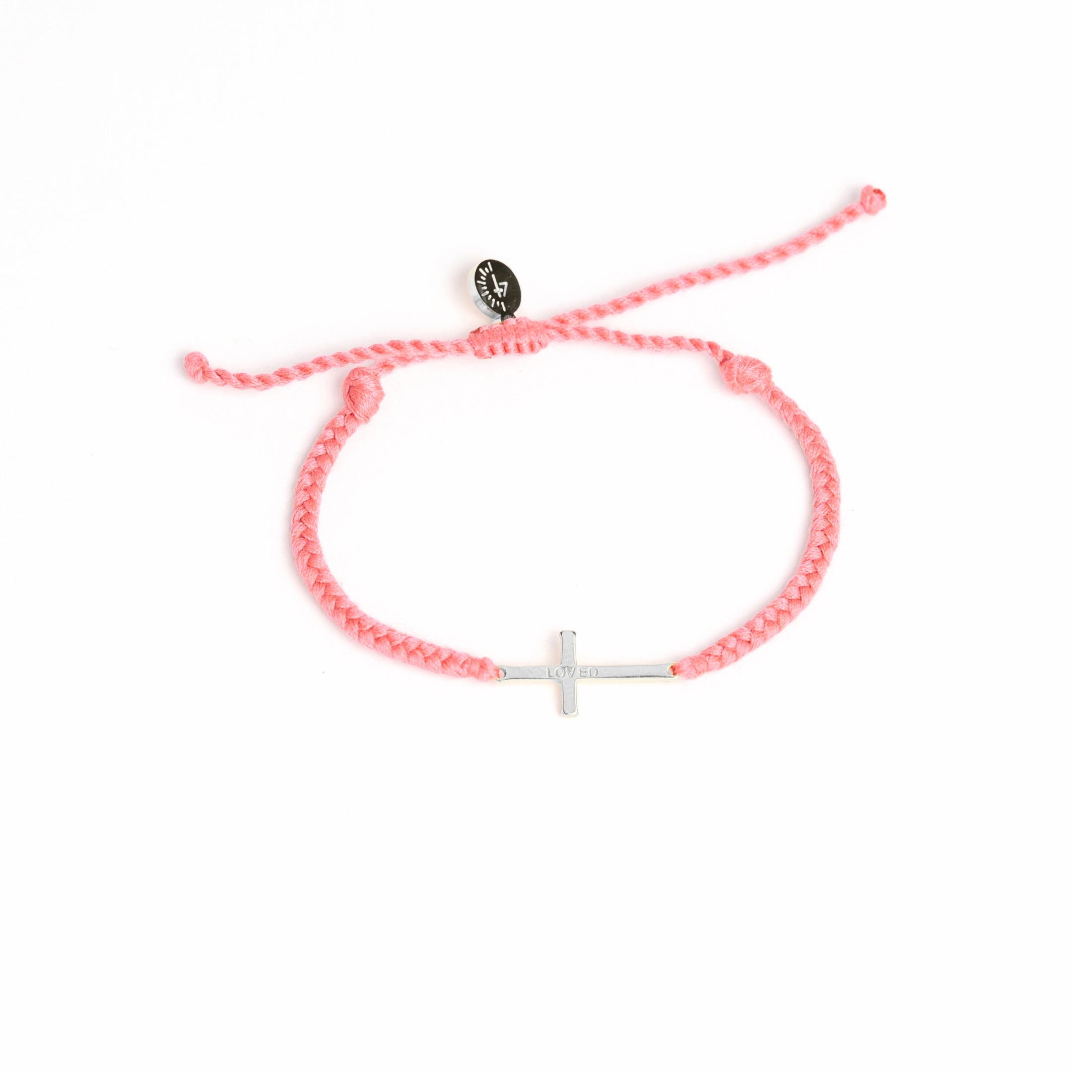 Loved Dusty Rose Cross Braided Bracelet