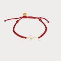 Loved Garnet Red Cross Braided Bracelet