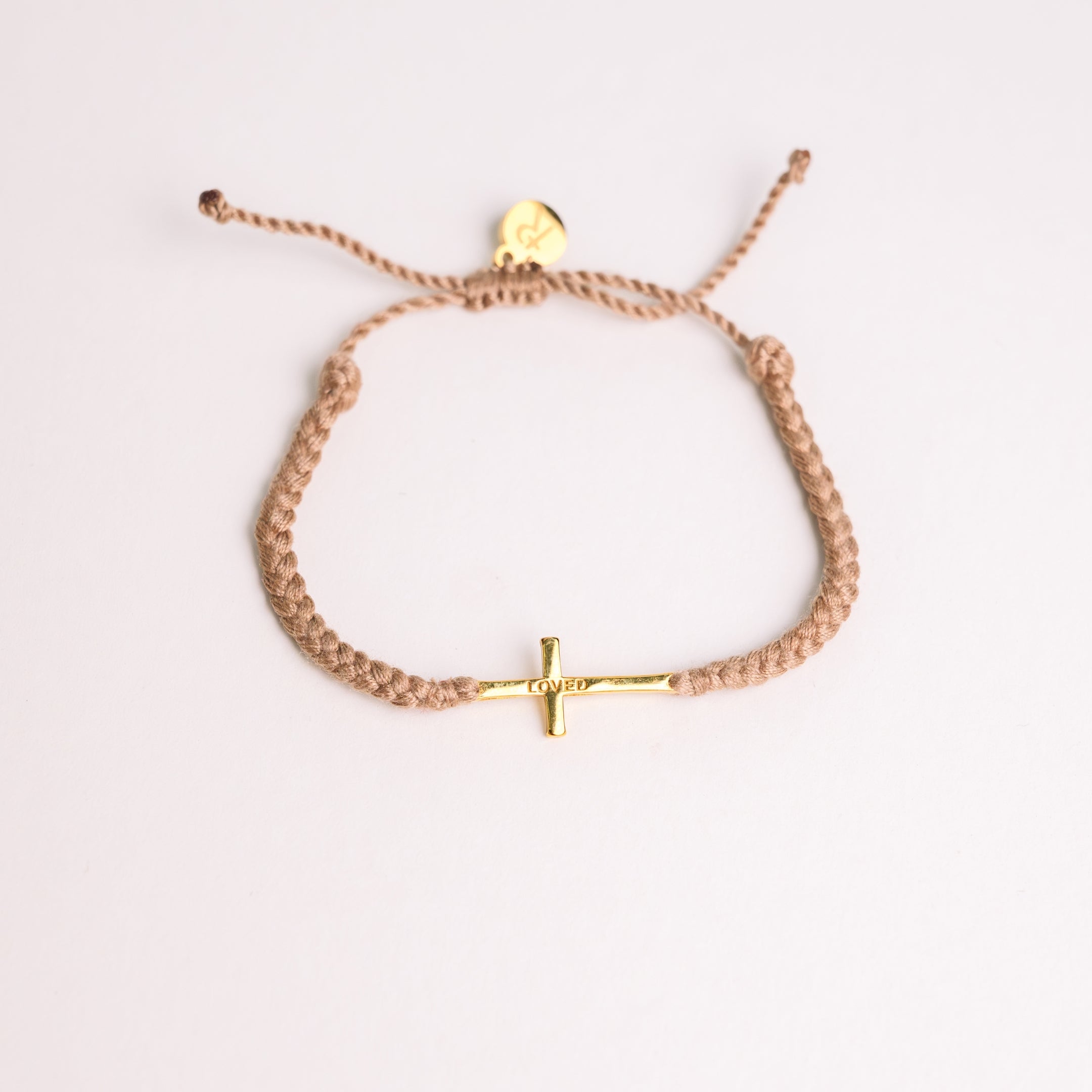 Loved Khaki Cross Braided Bracelet