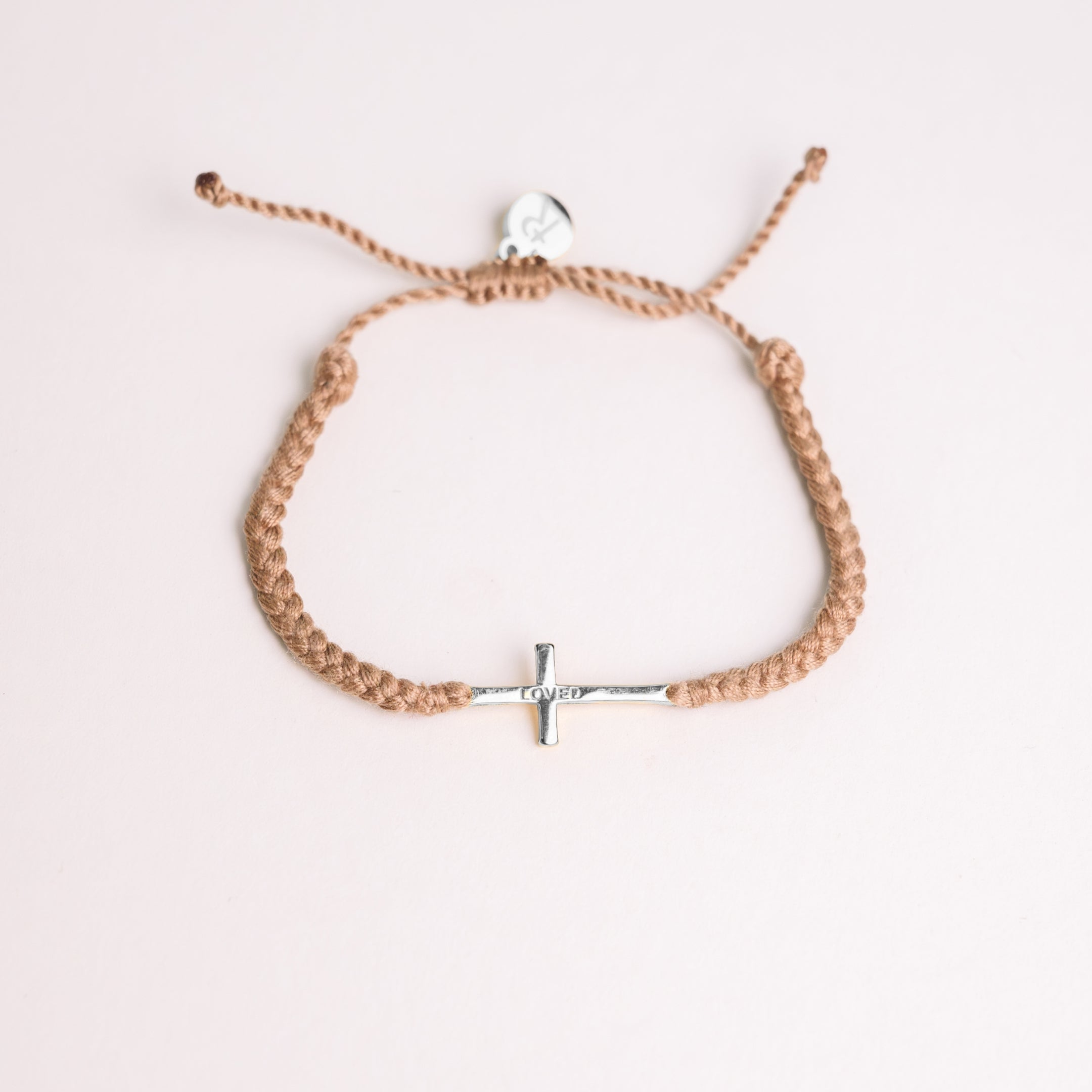 Loved Khaki Cross Braided Bracelet
