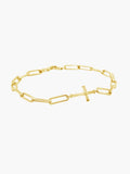 Chain breaker cross bracelet in 18k gold plated from the Calvary collection.  A timeless baptism gift by Rizen Jewelry.