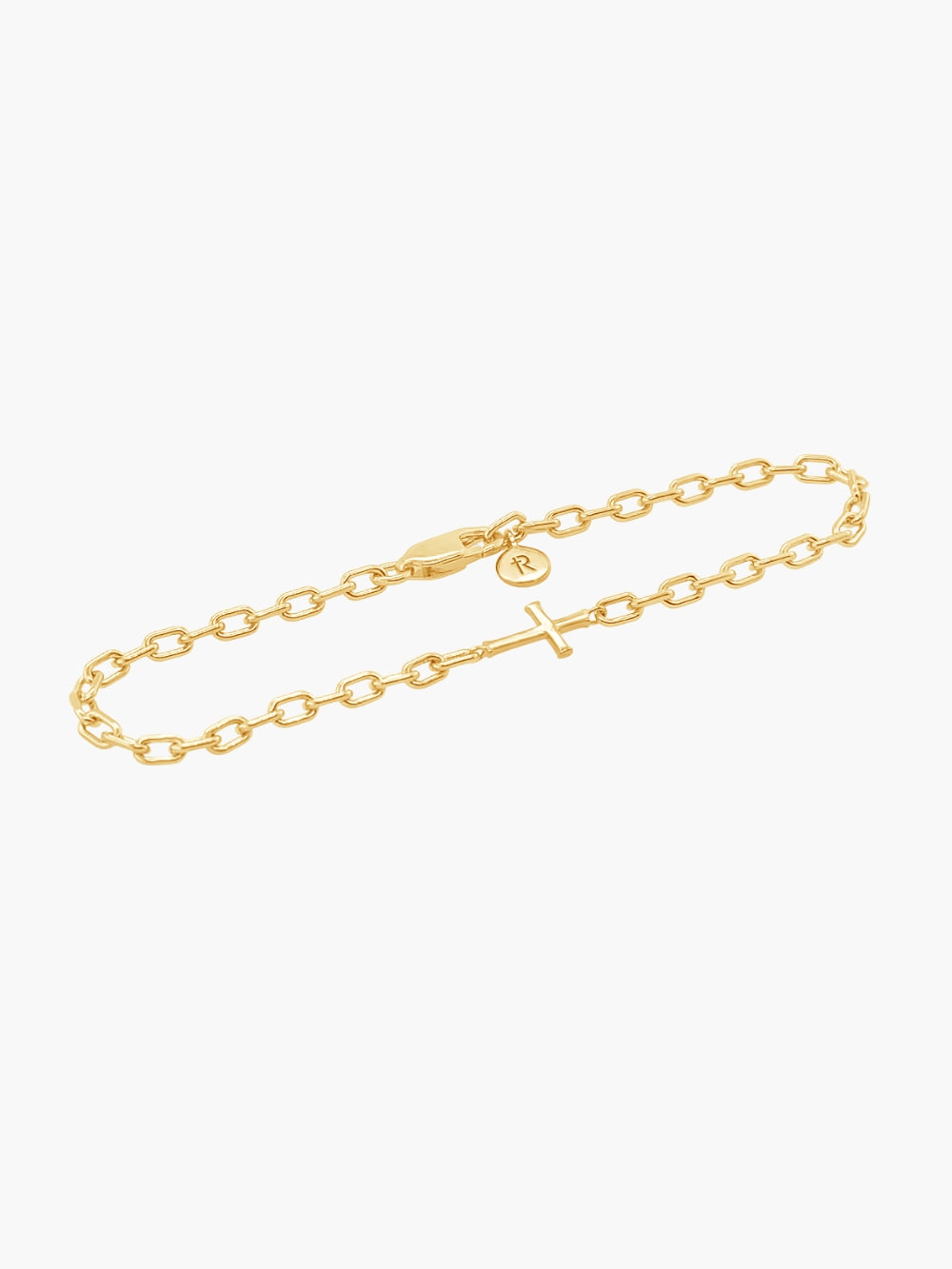 Mini chain breaker bracelet in 18k gold plated from the Calvary collection.  Inspirational Faith Jewelry for Women by Rizen Jewelry.