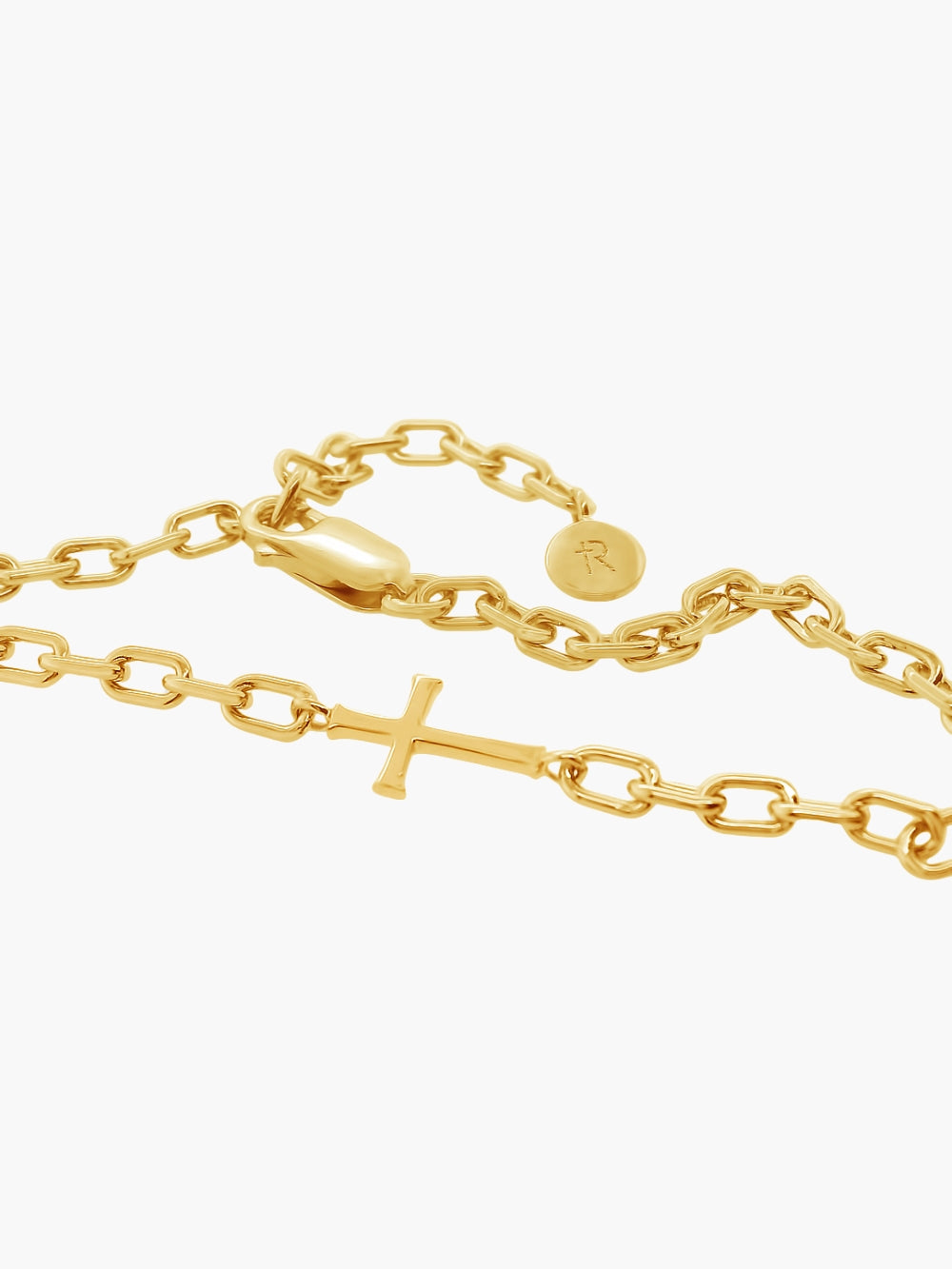 Mini chain breaker bracelet in 18k gold plated from the Calvary collection.  Inspirational Faith Jewelry for Women by Rizen Jewelry.
