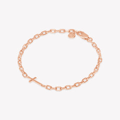 Mini Chain Breaker Cross Bracelet in 18k rose gold vermeil from the calvary collection by Rizen Jewelry. 