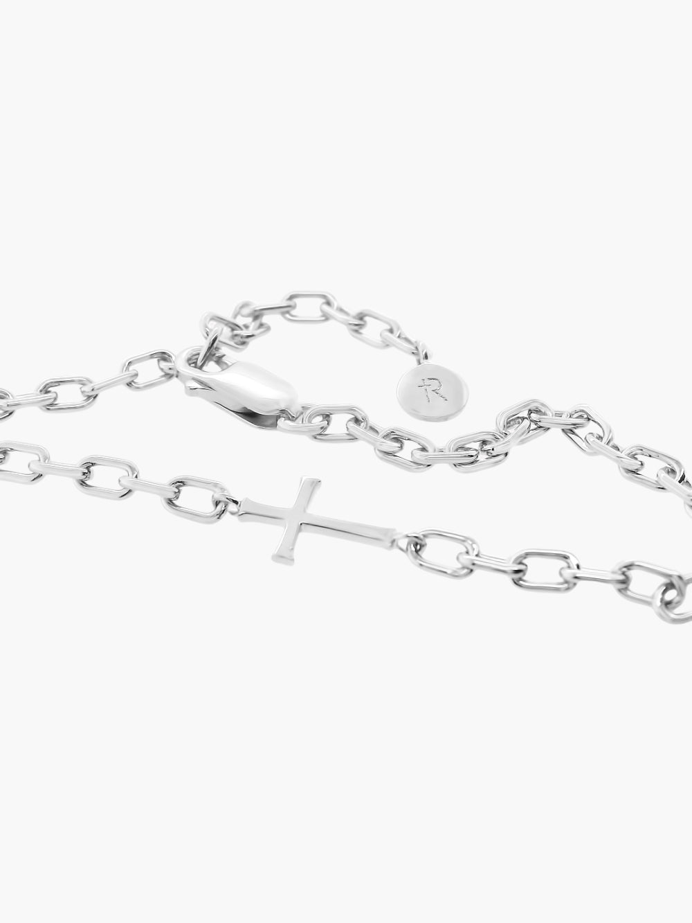 Mini chain breaker bracelet in sterling silver from the Calvary collection.  Inspirational Faith Jewelry for Women by Rizen Jewelry.