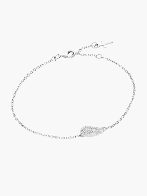 Divine wings bracelet in sterling silver from the Insignia collection. Inspirational gift for any occasion by Rizen Jewelry.

