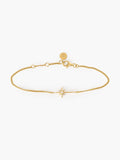Adoring Star Bracelet with star-cross charm and cubic zirconia on gold curb chain, from the insignia collection designed by Rizen Jewelry.