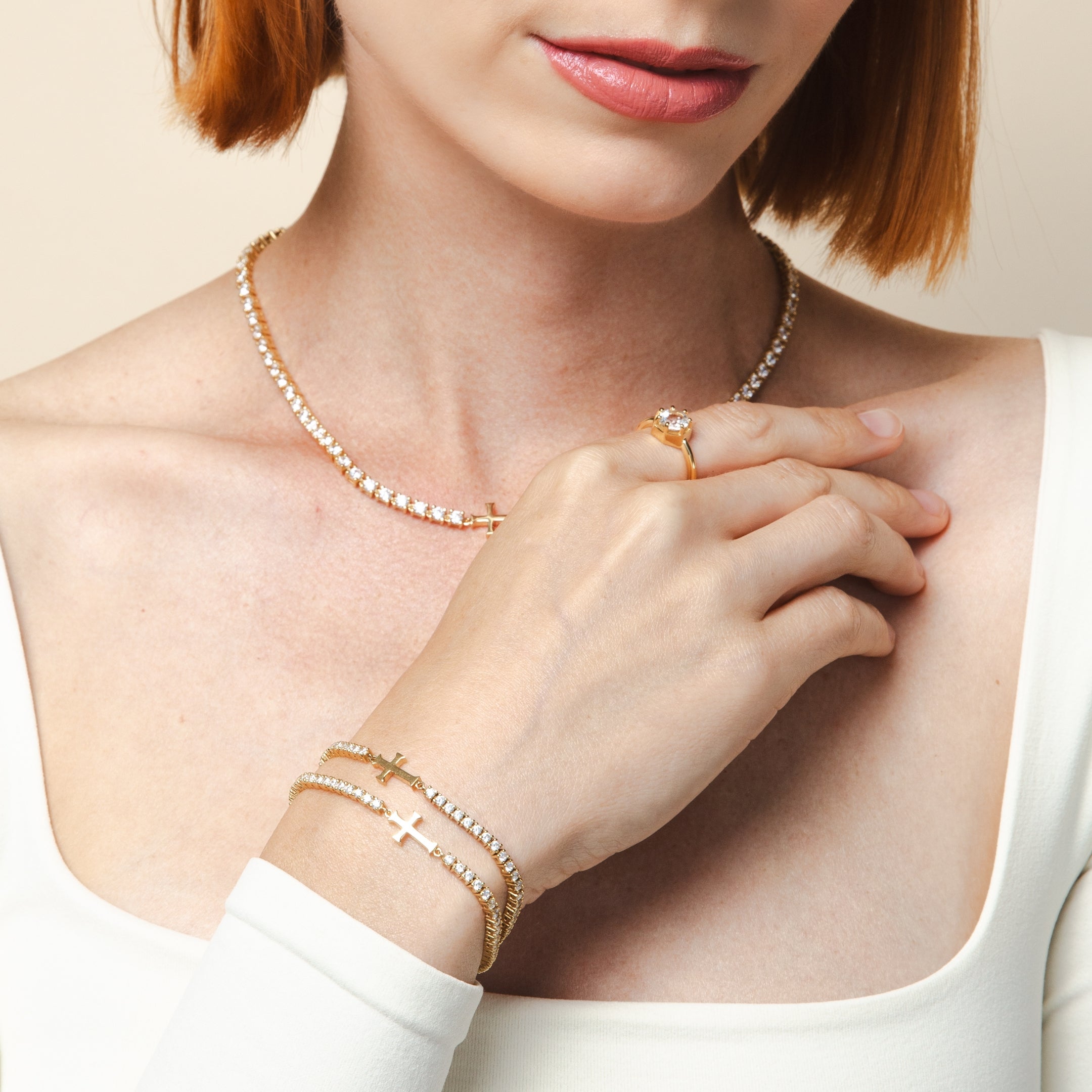Luminous Cross Tennis Bracelet – Rizen Jewelry