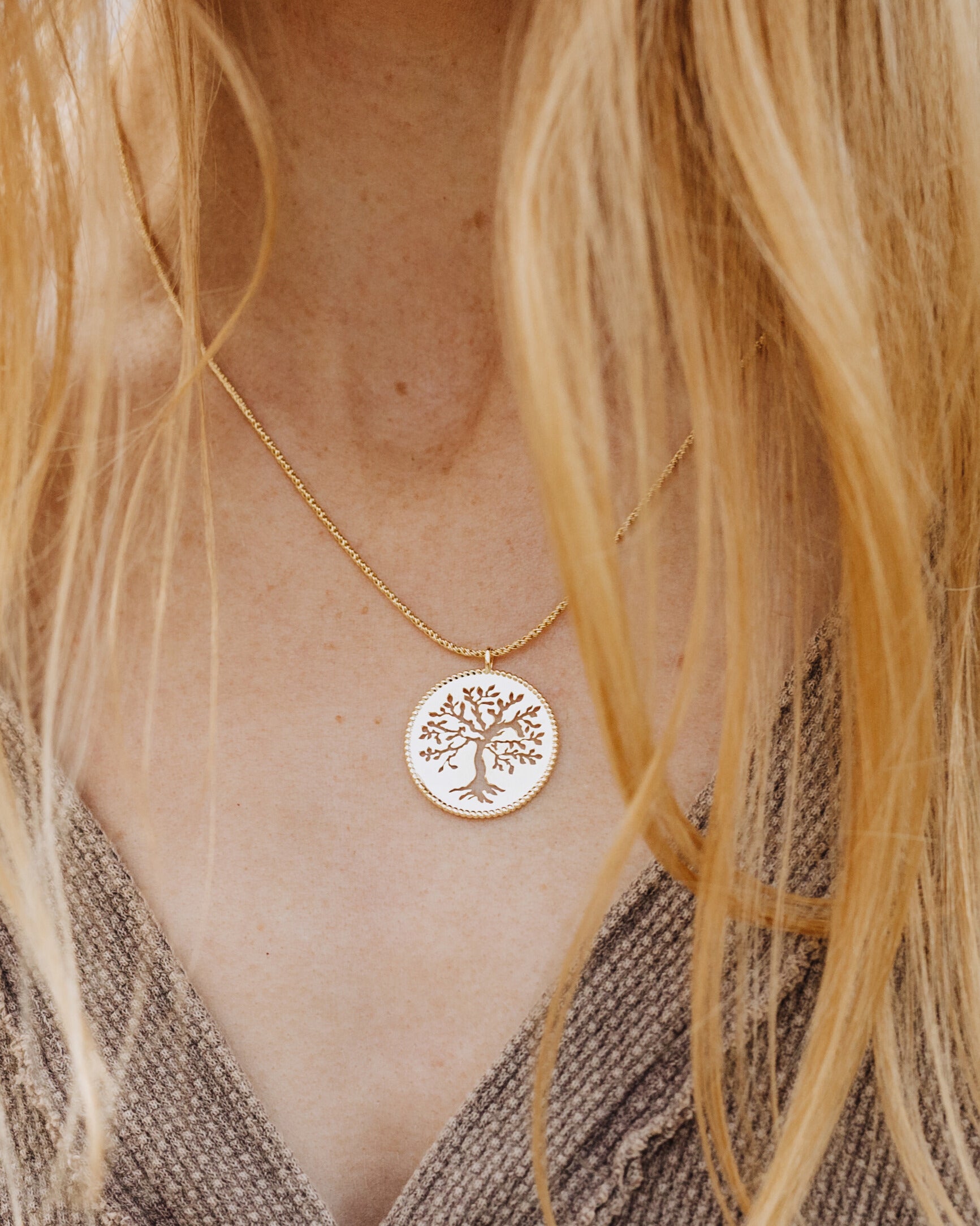 Faith Inspired Rizen Jewelry Rooted Olive Tree Necklace in Gold Vermeil