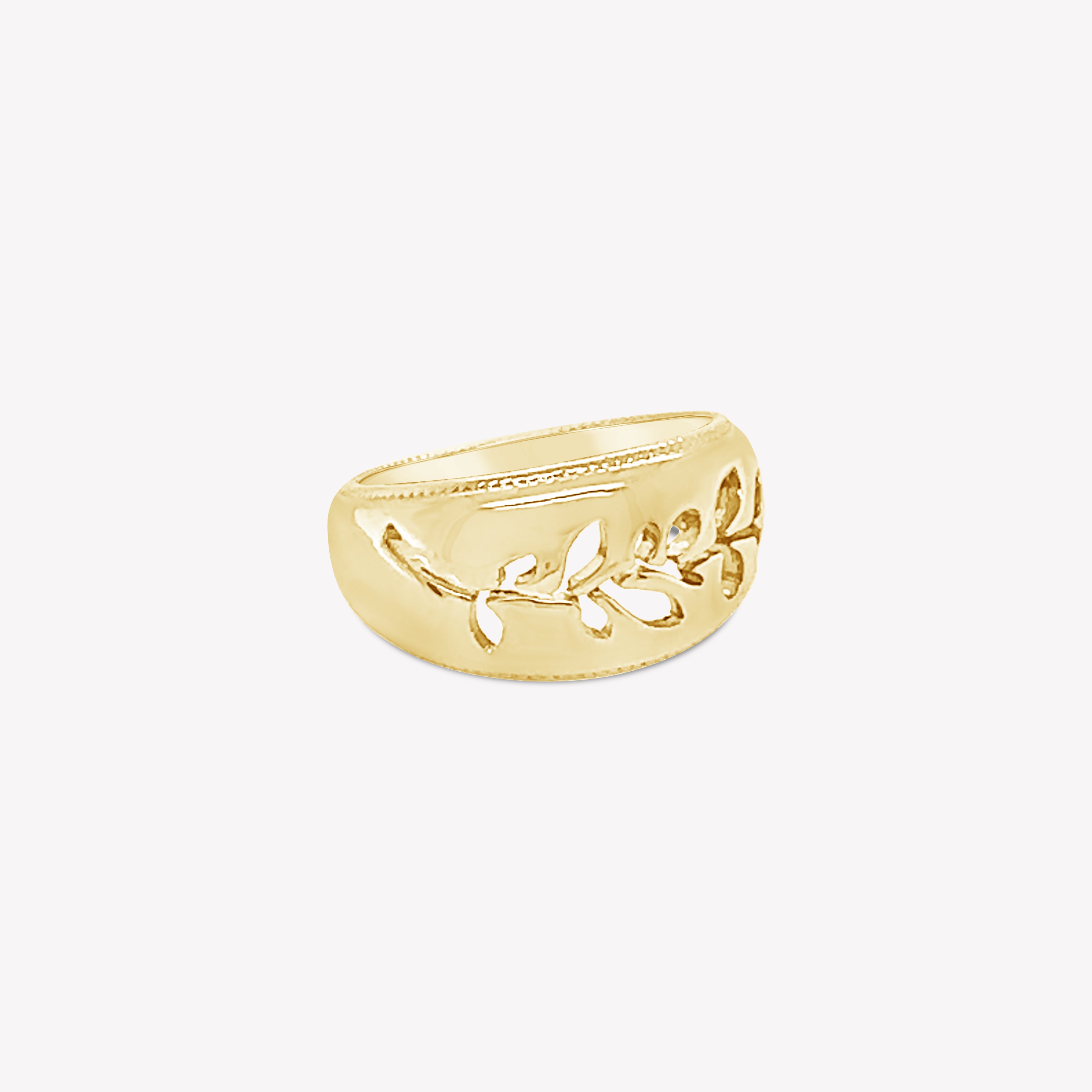 Intricately designed Olive Branch Ring in 18k gold vermeil from the Rooted Collection by Rizen Jewelry.