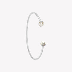 Sterling silver Shell Encased Pearl Bangle Bracelet from the Becoming Collection by Rizen Jewelry.