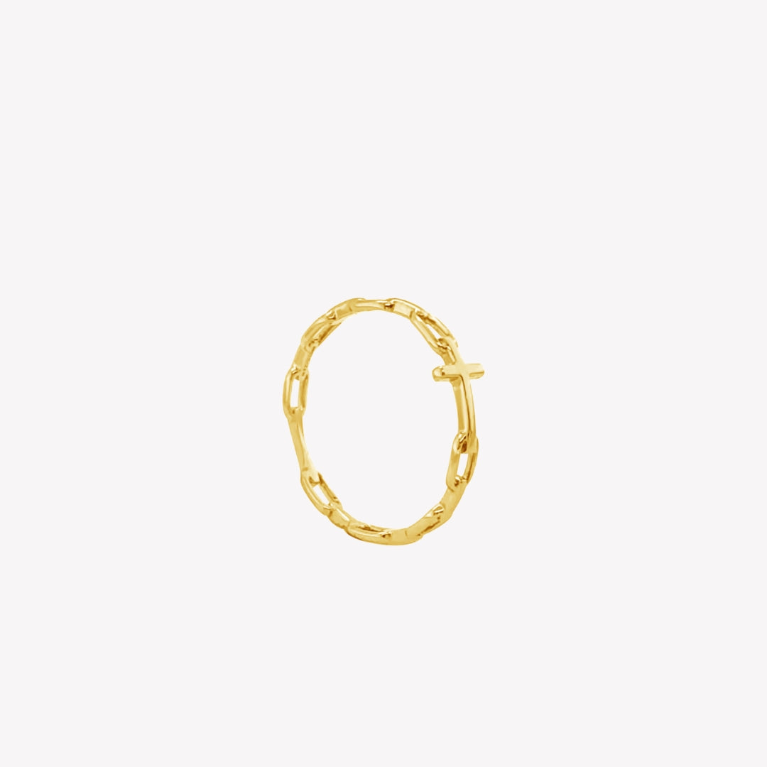 Rizen Jewelry gold vermeil cross chain breaker ring from the Calvary Collection.