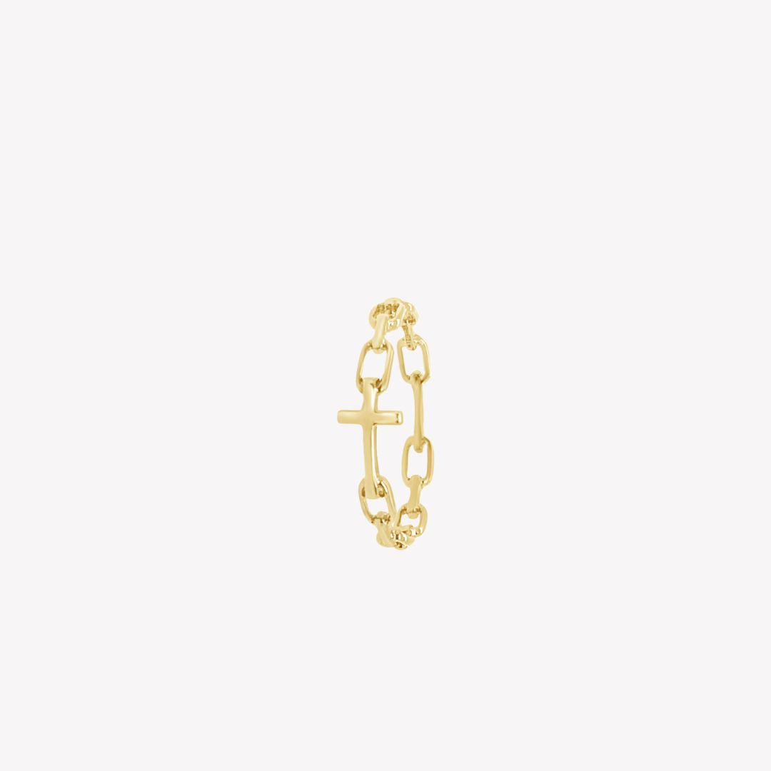 Rizen Jewelry gold vermeil chain breaker cross ring from the Calvary Collection.