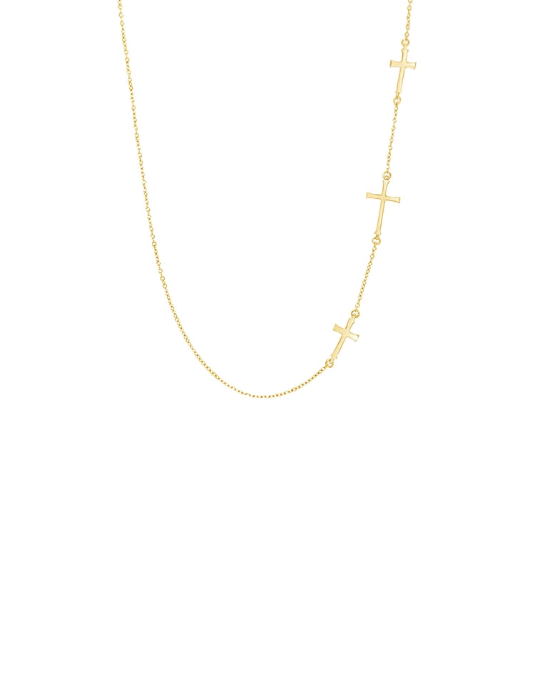 Calvary cross station necklace in 18k gold vermeil from the Calvary Collection by Rizen Jewelry.