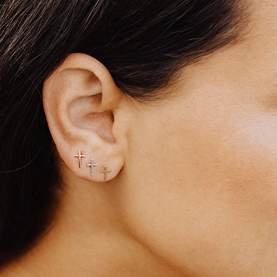 Cross Mini Stud Earring | Rizen Jewelry