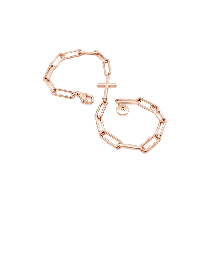 Chain Breaker Cross Bracelet in 18k rose gold vermeil from the Calvary Collection by Rizen Jewelry