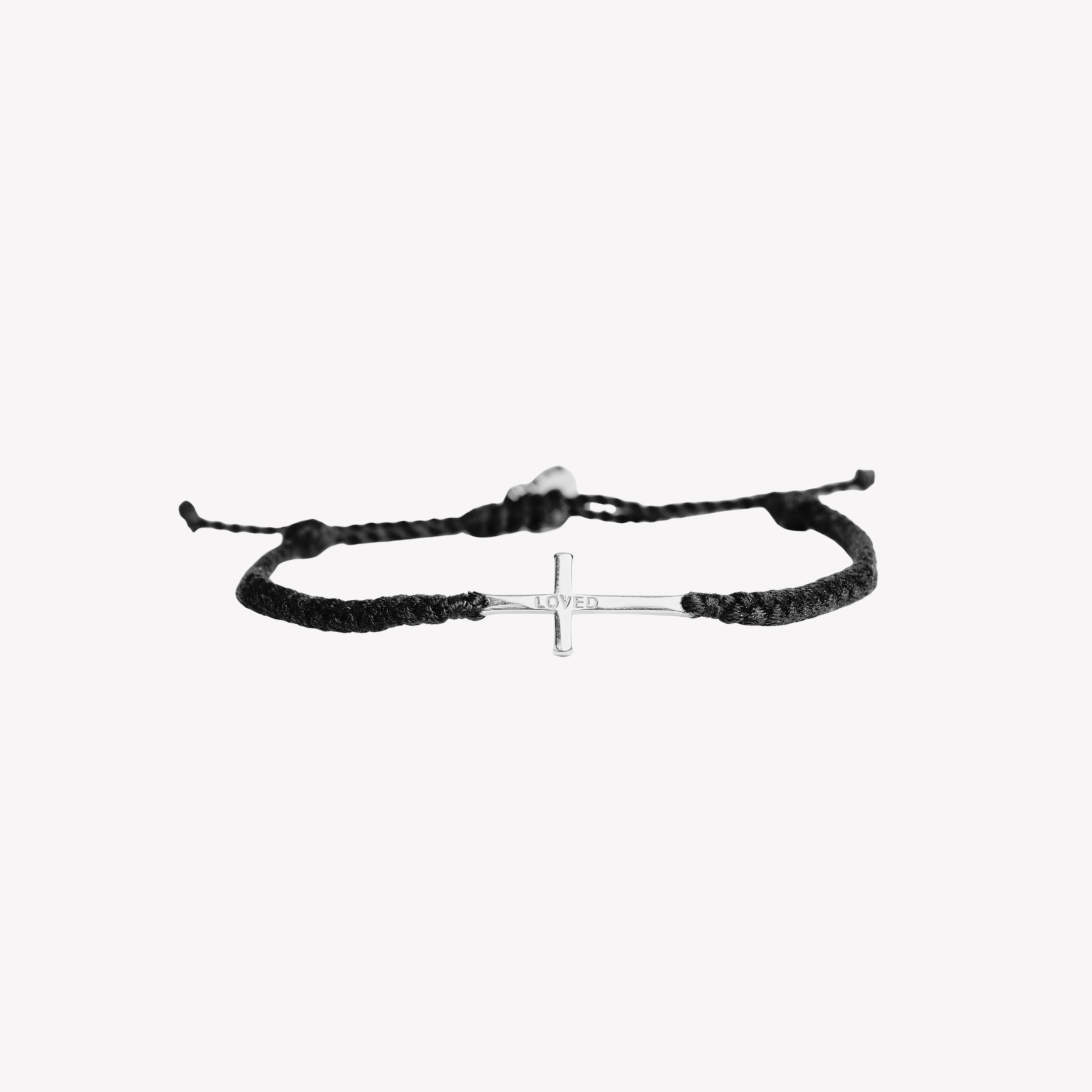 Loved Black Cross Braided Bracelet