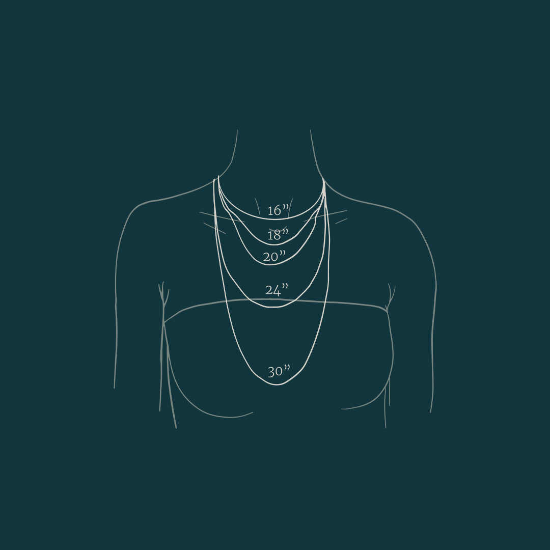 woman wearing different length chain necklaces line illustration 