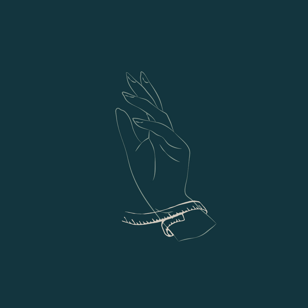 hand with measuring tape around wrist line illustration