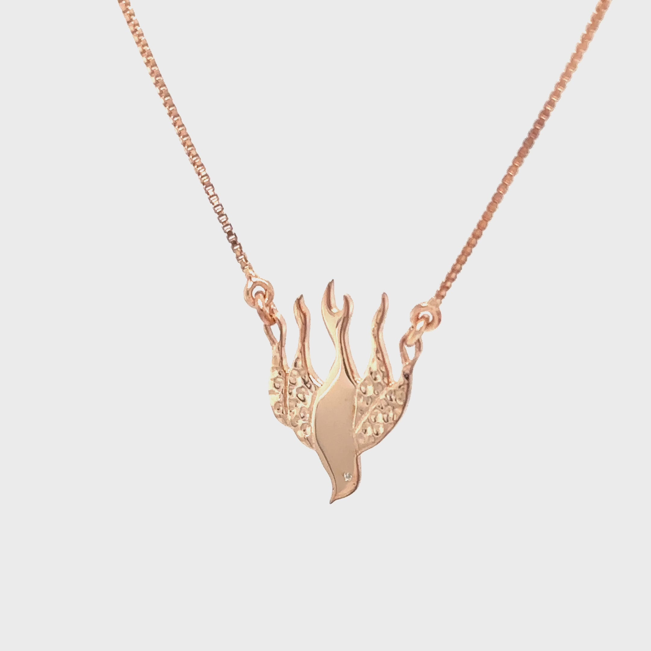 360 video of rose gold vermeil Chispa de la Dove Necklace by Rizen Jewelry