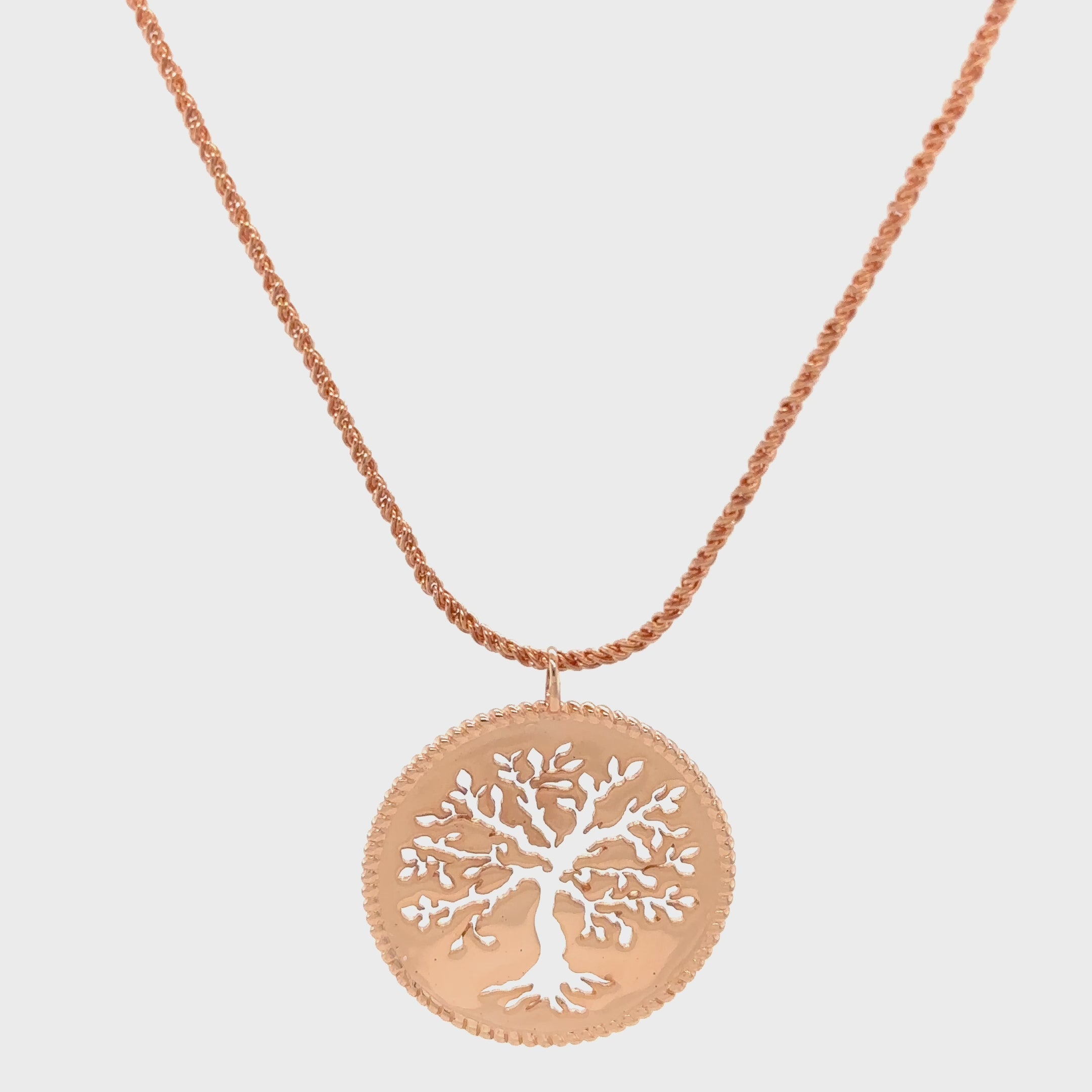 Olive Tree Necklace in 18k Rose Gold Vermeil from the Rooted collection. Inspirational gift for any occasion by Rizen Jewelry.
