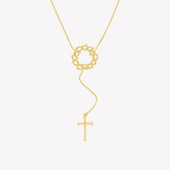 Gold vermeil Crown of Thorns Y Necklace with Cross Pendant by Rizen Jewelry.  