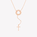 Crown of Thorns Y Necklace with Cross Pendant in 18k Rose Gold Vermeil from the  Insignia collection by Rizen Jewelry. Inspirational gift for any occasion.