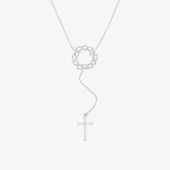 sterling silver crown of thorns y necklace with cross pendant by Rizen Jewelry.